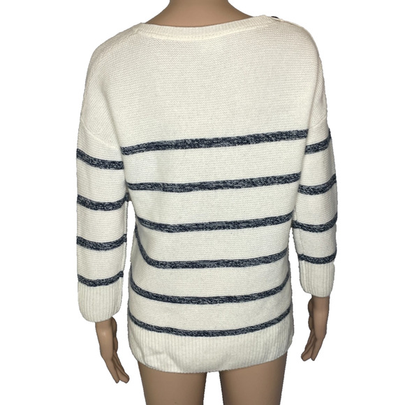 Women's 4 Pure Collection 100% Cashmere Stripe Crewneck Pullover Sweater - Picture 4 of 5